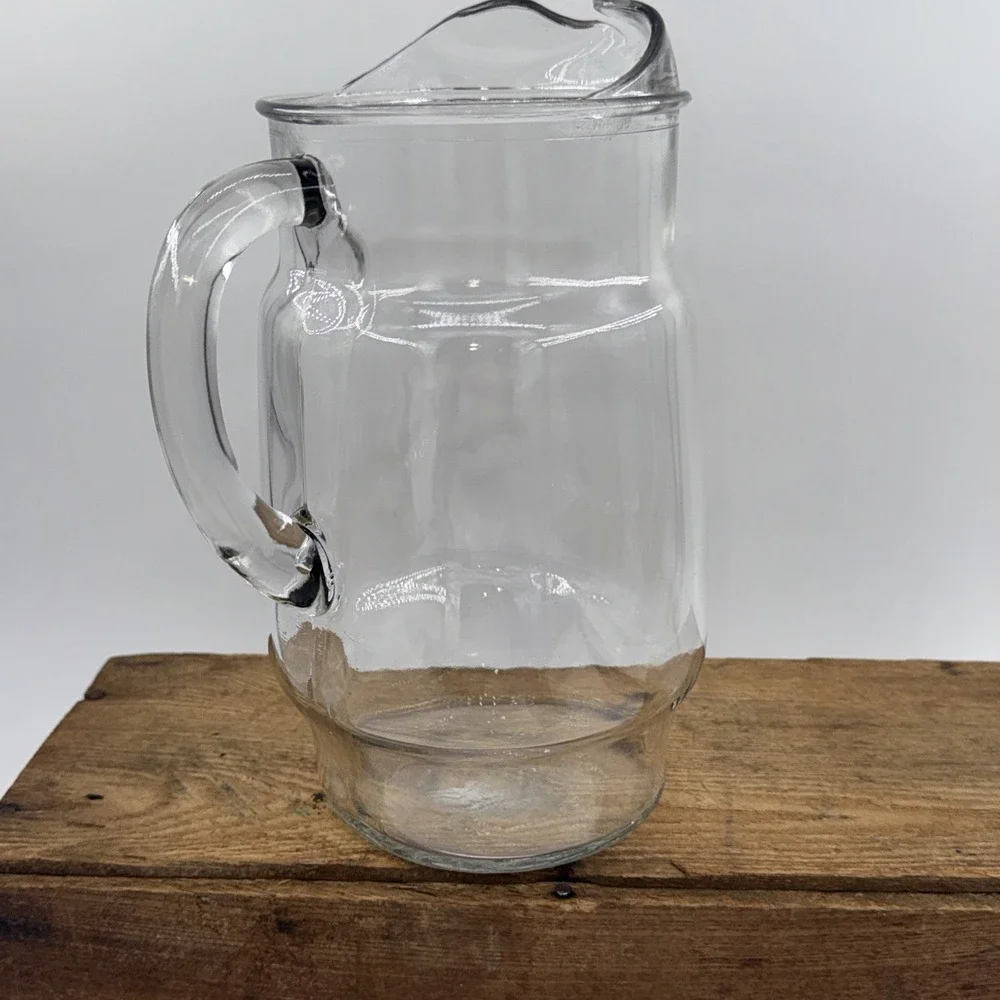 Vintage Glass Tea & Lemonade Ice Lip‎ Pitcher – Clear Classic Serveware 9